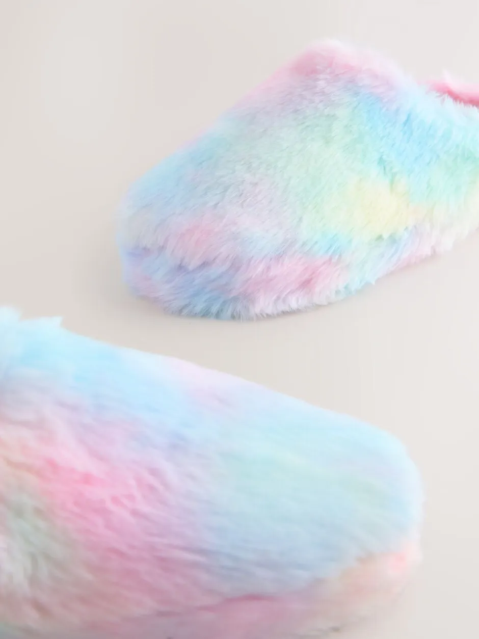 Pantoffels|Next - Pantoffels met imitatiebont Regenboog