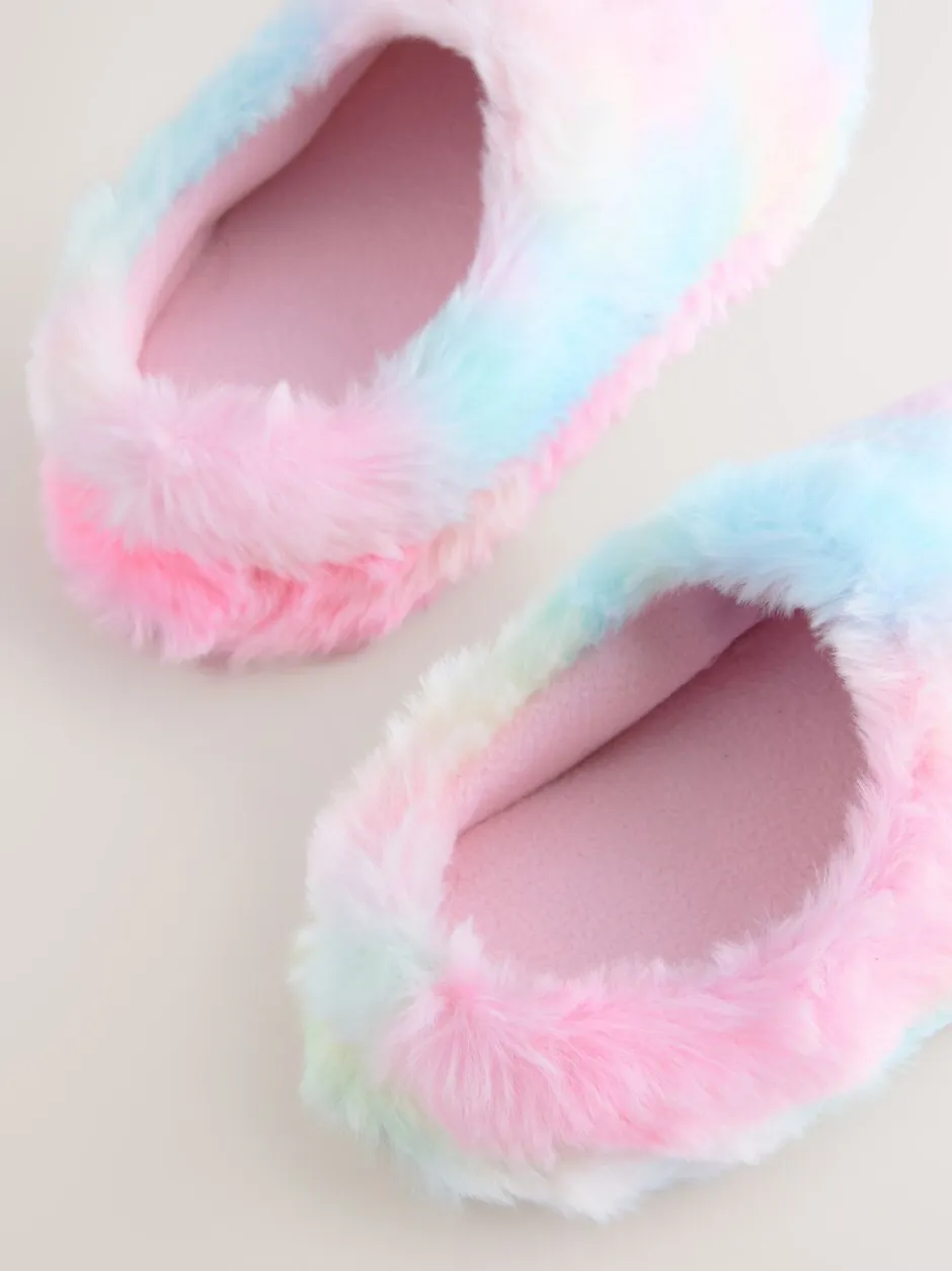 Pantoffels|Next - Pantoffels met imitatiebont Regenboog