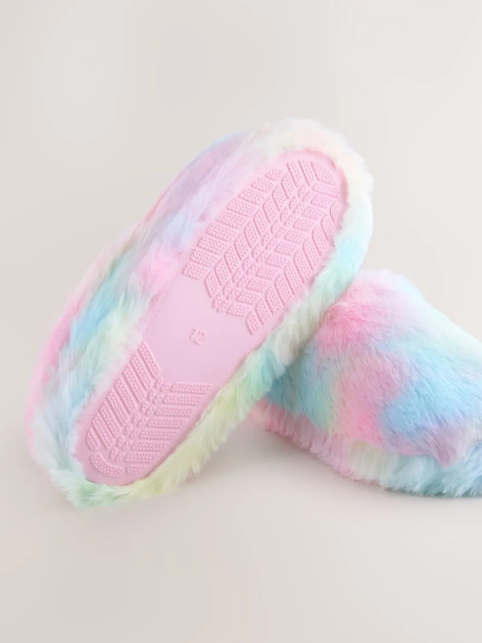 Pantoffels|Next - Pantoffels met imitatiebont Regenboog