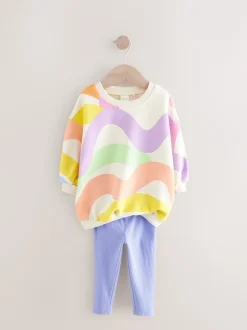 Sets En Combisets|Truien En Breisels*Next - Set met sweatshirt en legging (3 mnd-7 jr) Regenboog
