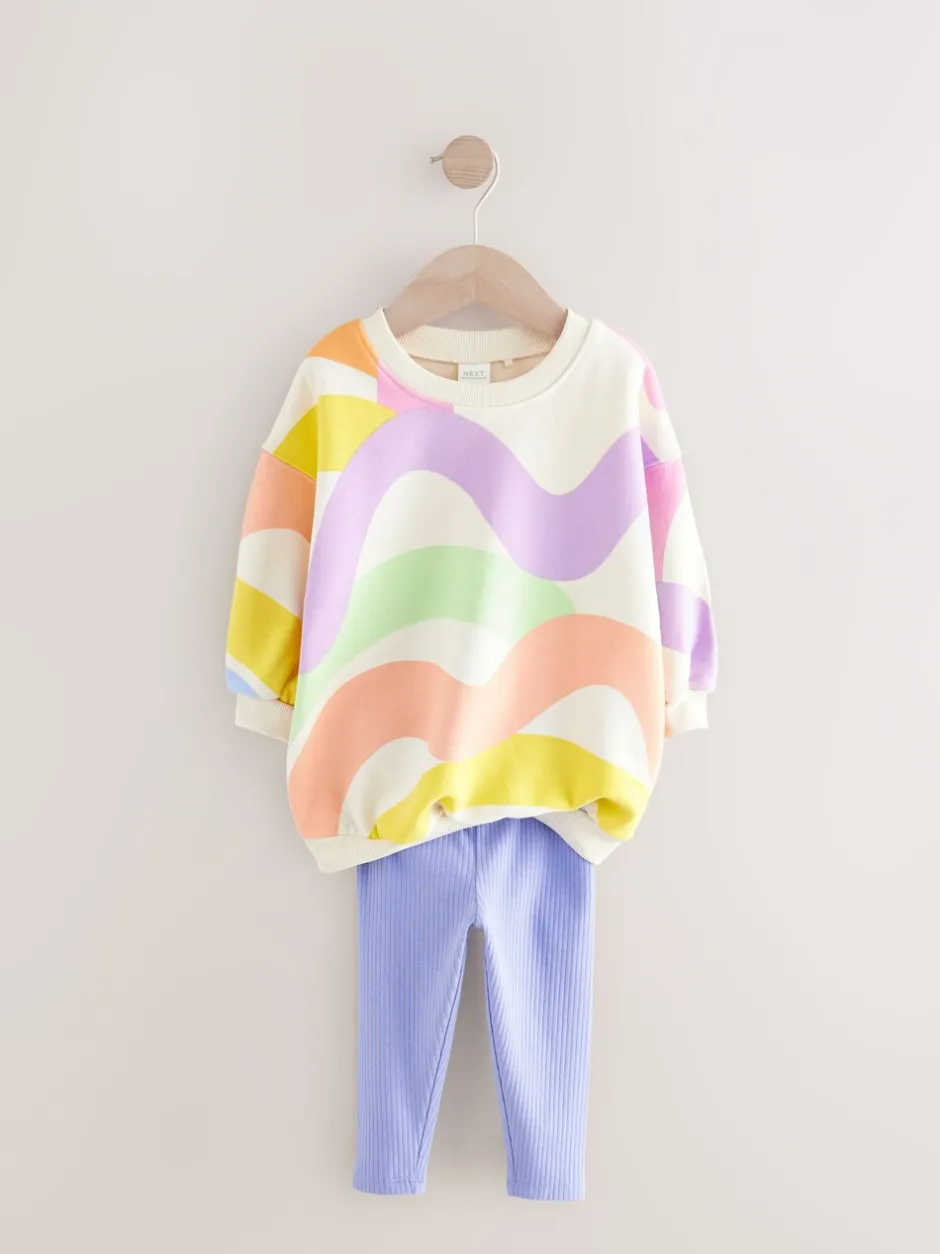 Sets En Combisets|Truien En Breisels*Next - Set met sweatshirt en legging (3 mnd-7 jr) Regenboog