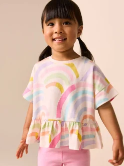 Tops|Tops|Next Regenboog - T-shirt met peplum en korte mouwen (3mnd -7jr)