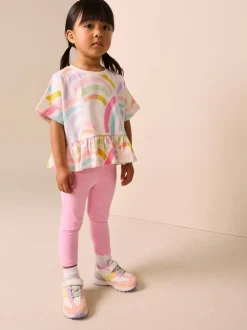 Tops|Tops|Next Regenboog - T-shirt met peplum en korte mouwen (3mnd -7jr)