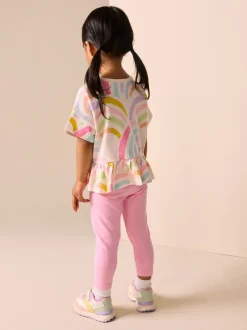 Tops|Tops|Next Regenboog - T-shirt met peplum en korte mouwen (3mnd -7jr)