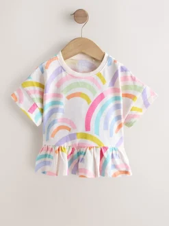 Tops|Tops|Next Regenboog - T-shirt met peplum en korte mouwen (3mnd -7jr)