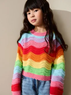 Gebreide Kleding*Next Regenboog - Wavy Stripe Jumper (3-16yrs)