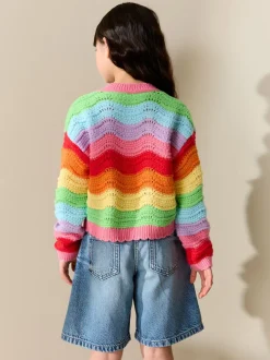 Gebreide Kleding*Next Regenboog - Wavy Stripe Jumper (3-16yrs)