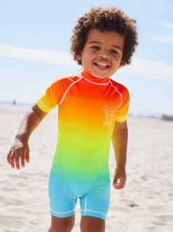 Badkleding|Badkleding|Next - Zonbeschermend onesie (3 mnd-7 jr) Regenboog dip-dye