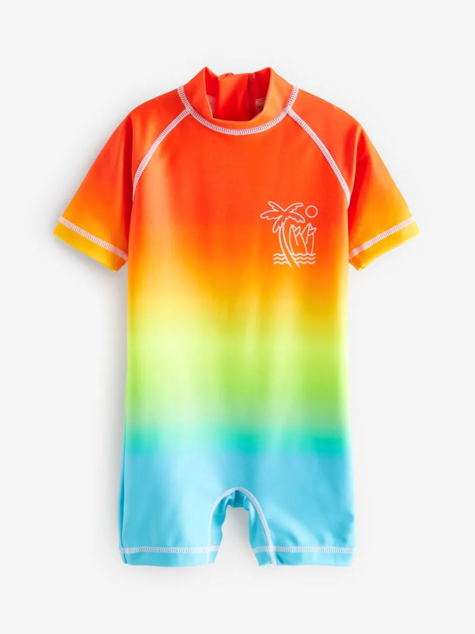 Badkleding|Badkleding|Next - Zonbeschermend onesie (3 mnd-7 jr) Regenboog dip-dye