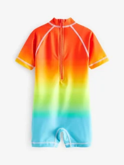 Badkleding|Badkleding|Next - Zonbeschermend onesie (3 mnd-7 jr) Regenboog dip-dye