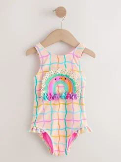 Badkleding|Badkleding*Next - Badpak met ruches op de pijpen (3mnd -7jr) Regenboogkleurig geruit