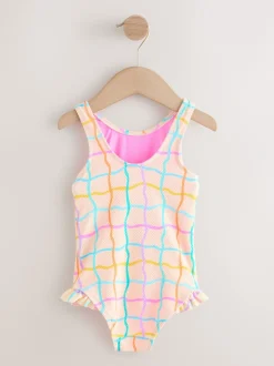 Badkleding|Badkleding*Next - Badpak met ruches op de pijpen (3mnd -7jr) Regenboogkleurig geruit