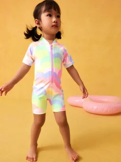 Badkleding|Badkleding|Next Regenboogkleurig met golven - Zonbeschermend badpak (3 mnd-10 jr)