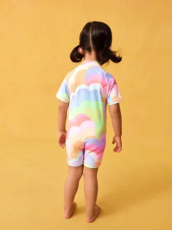 Badkleding|Badkleding|Next Regenboogkleurig met golven - Zonbeschermend badpak (3 mnd-10 jr)