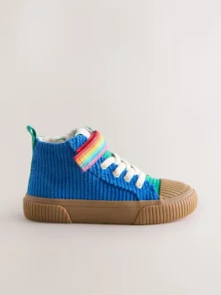Sneakers|Sneakers*Little Bird by Jools Oliver - Corduroy Borg Lined Hi-Top Trainers Regenboogprint