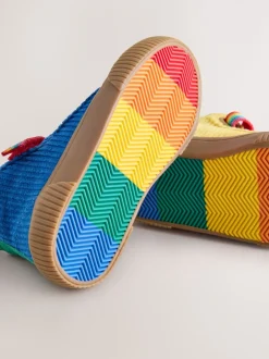 Sneakers|Sneakers*Little Bird by Jools Oliver - Corduroy Borg Lined Hi-Top Trainers Regenboogprint