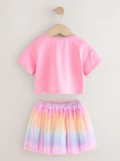 Sets En Outfits|Shorts En Rokken|Next - Set van top en tutu-rok (3mnd-7jr) Regenboog/roze