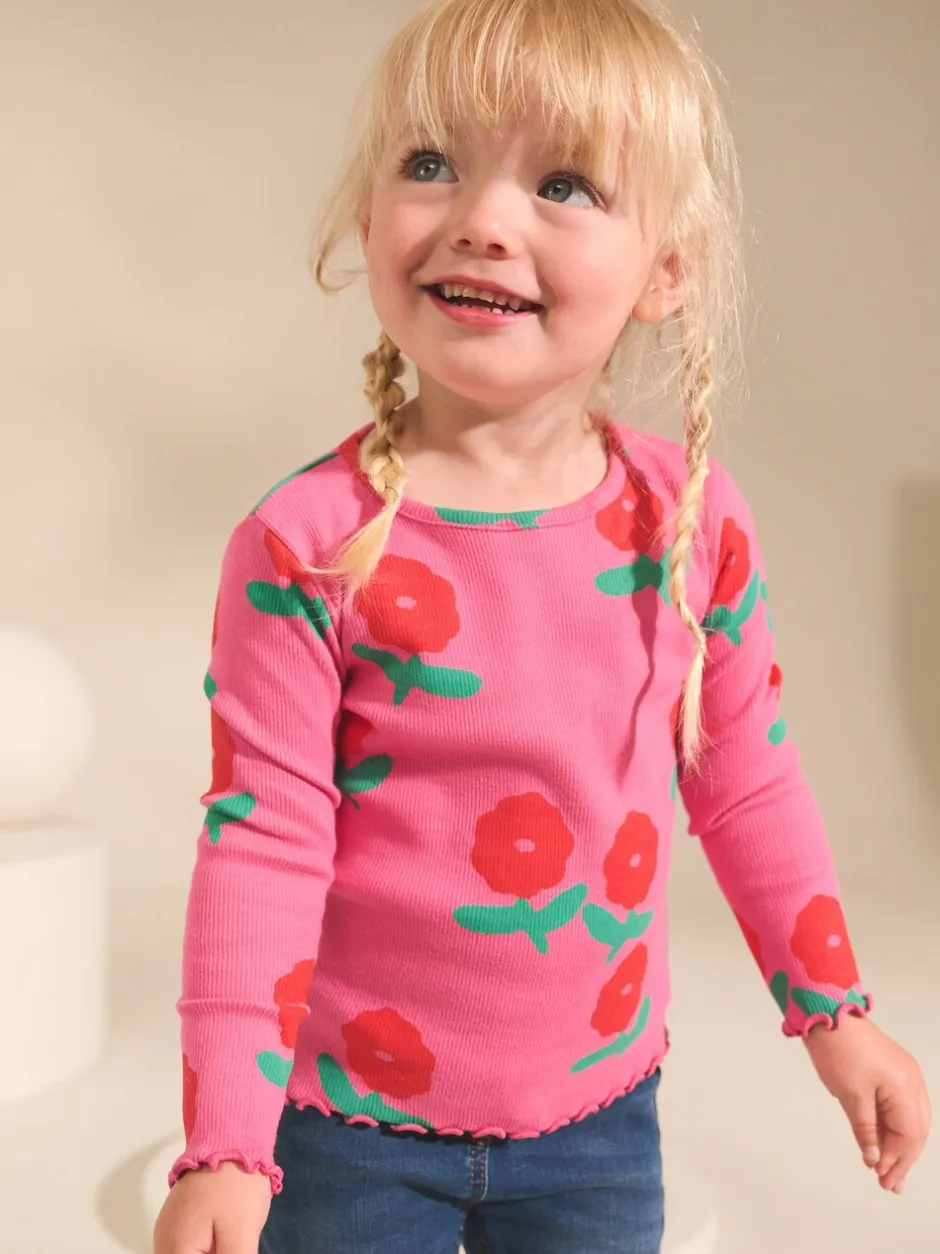 Tops|Tops|Next Regenboogstippen - Verpakking van 5 geribde tops met lange mouwen (3mnd-7jr)