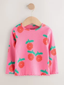 Tops|Tops|Next Regenboogstippen - Verpakking van 5 geribde tops met lange mouwen (3mnd-7jr)