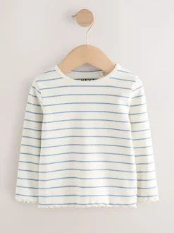 Tops|Tops|Next Regenboogstippen - Verpakking van 5 geribde tops met lange mouwen (3mnd-7jr)
