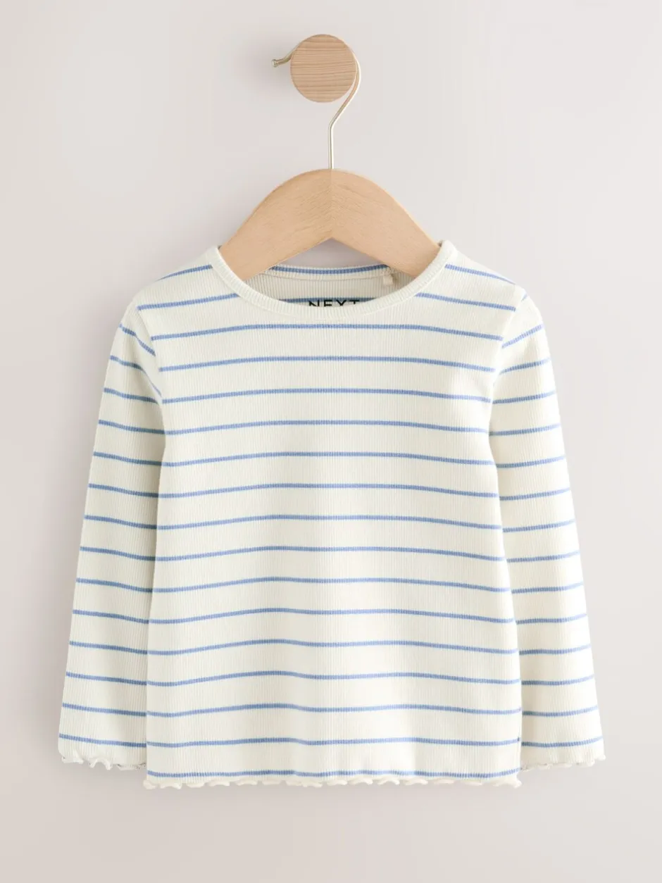Tops|Tops|Next Regenboogstippen - Verpakking van 5 geribde tops met lange mouwen (3mnd-7jr)