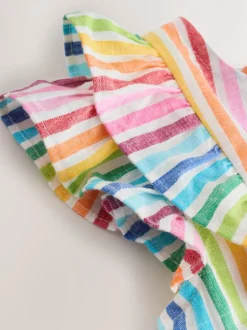 Jurken|Jurken*Next - Double Ruffle Sleeve Dress (3mths-8yrs) Regenboogstrepen