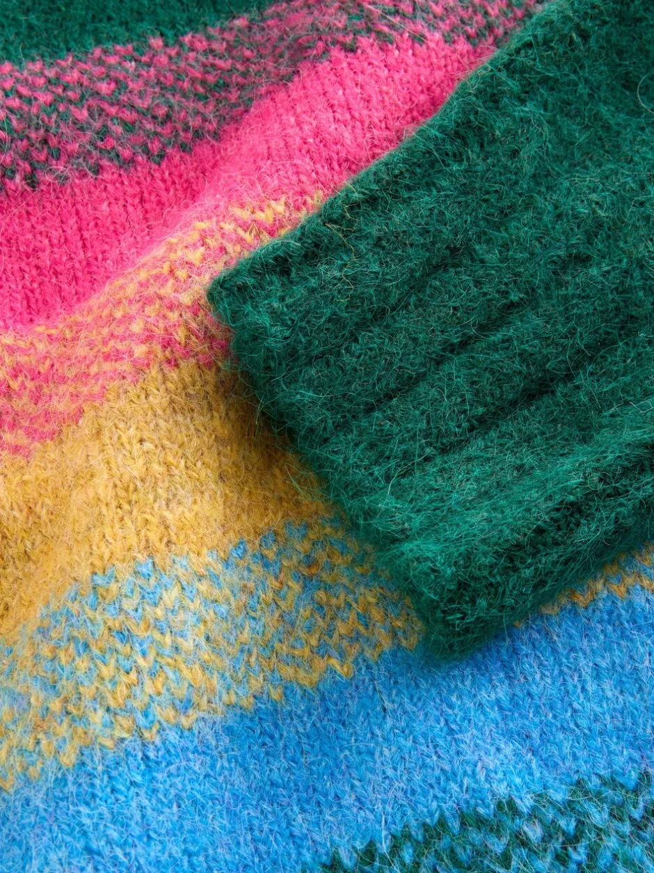 Gebreide Kleding|Next - Trui met ronde hals van wol Regenboogstrepen