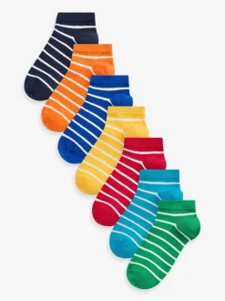 Sokken En Panty's|Sokken|Next Regenboogstrepen - Verpakking van 7 paar sneakersokken met hoog aandeel katoen