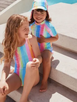 Badkleding|Badkleding*Next - Zonbeschermende zwemset met korte mouwen (3mnd-10jr) Regenboogstrepen