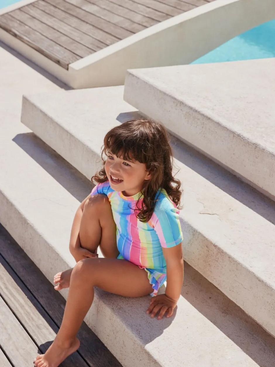 Badkleding|Badkleding*Next - Zonbeschermende zwemset met korte mouwen (3mnd-10jr) Regenboogstrepen