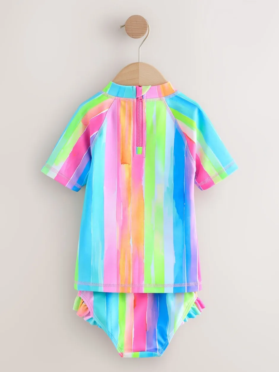 Badkleding|Badkleding*Next - Zonbeschermende zwemset met korte mouwen (3mnd-10jr) Regenboogstrepen