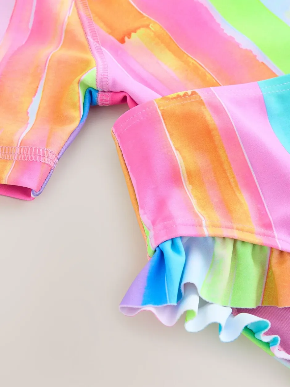 Badkleding|Badkleding*Next - Zonbeschermende zwemset met korte mouwen (3mnd-10jr) Regenboogstrepen