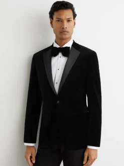 Smokings En Feestkleding|Reiss - Ace - Klassieke fluwelen single breasted blazer