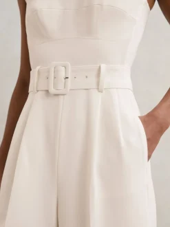 Jumpsuits En Playsuits*Reiss Alba Sheer-Panel Wide-Leg Belted Jumpsuit