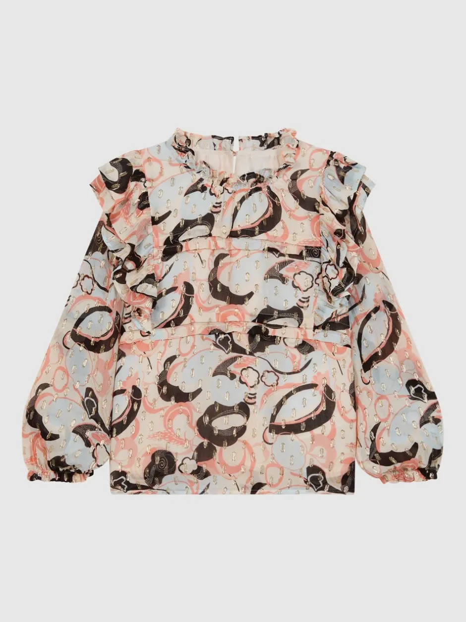 Overhemden En Blouses|Reiss Angelica blouse met print en ruche