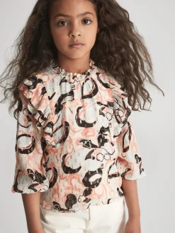 Overhemden En Blouses|Reiss Angelica blouse met print en ruche