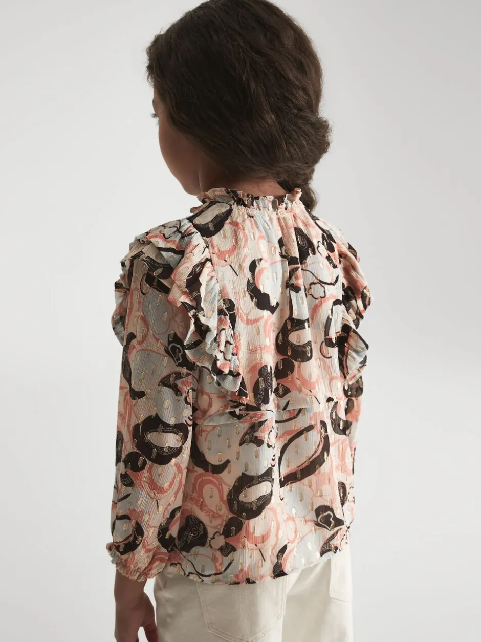 Overhemden En Blouses|Reiss Angelica blouse met print en ruche