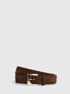 Ceintuurs|Reiss Belinda Suede Square-Buckle Belt