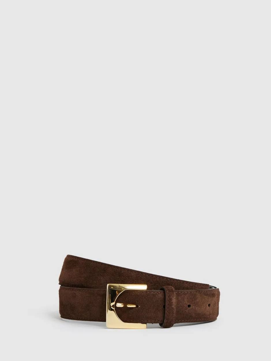 Ceintuurs|Reiss Belinda Suede Square-Buckle Belt