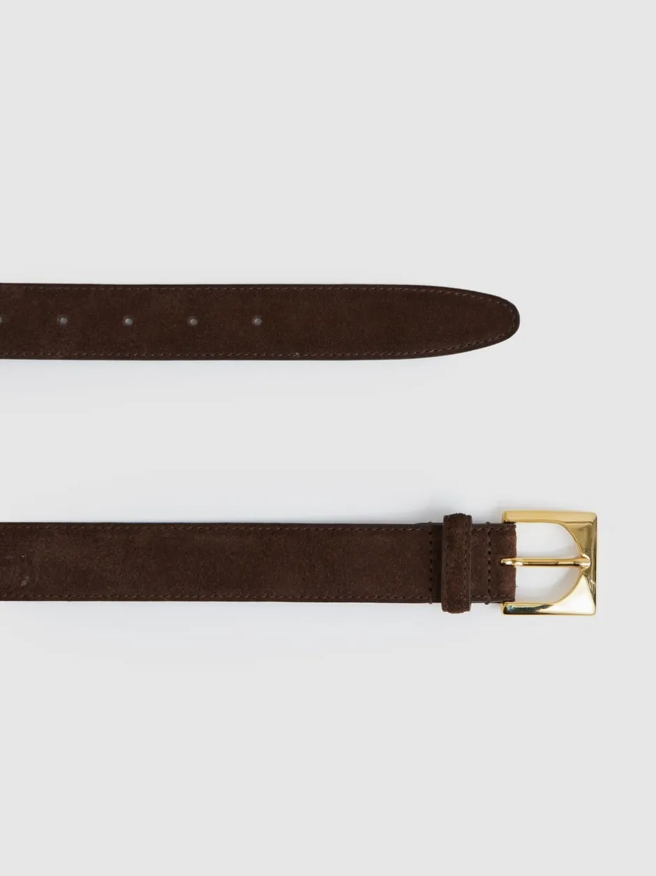 Ceintuurs|Reiss Belinda Suede Square-Buckle Belt