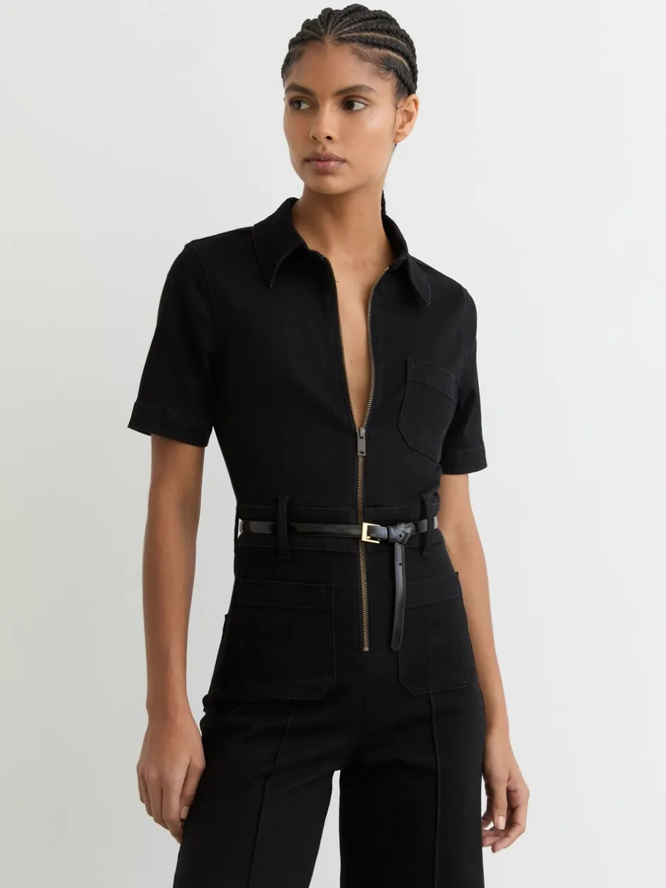 Jumpsuits En Playsuits*Reiss Danie Wide-Leg Zip-Through Denim Jumpsuit
