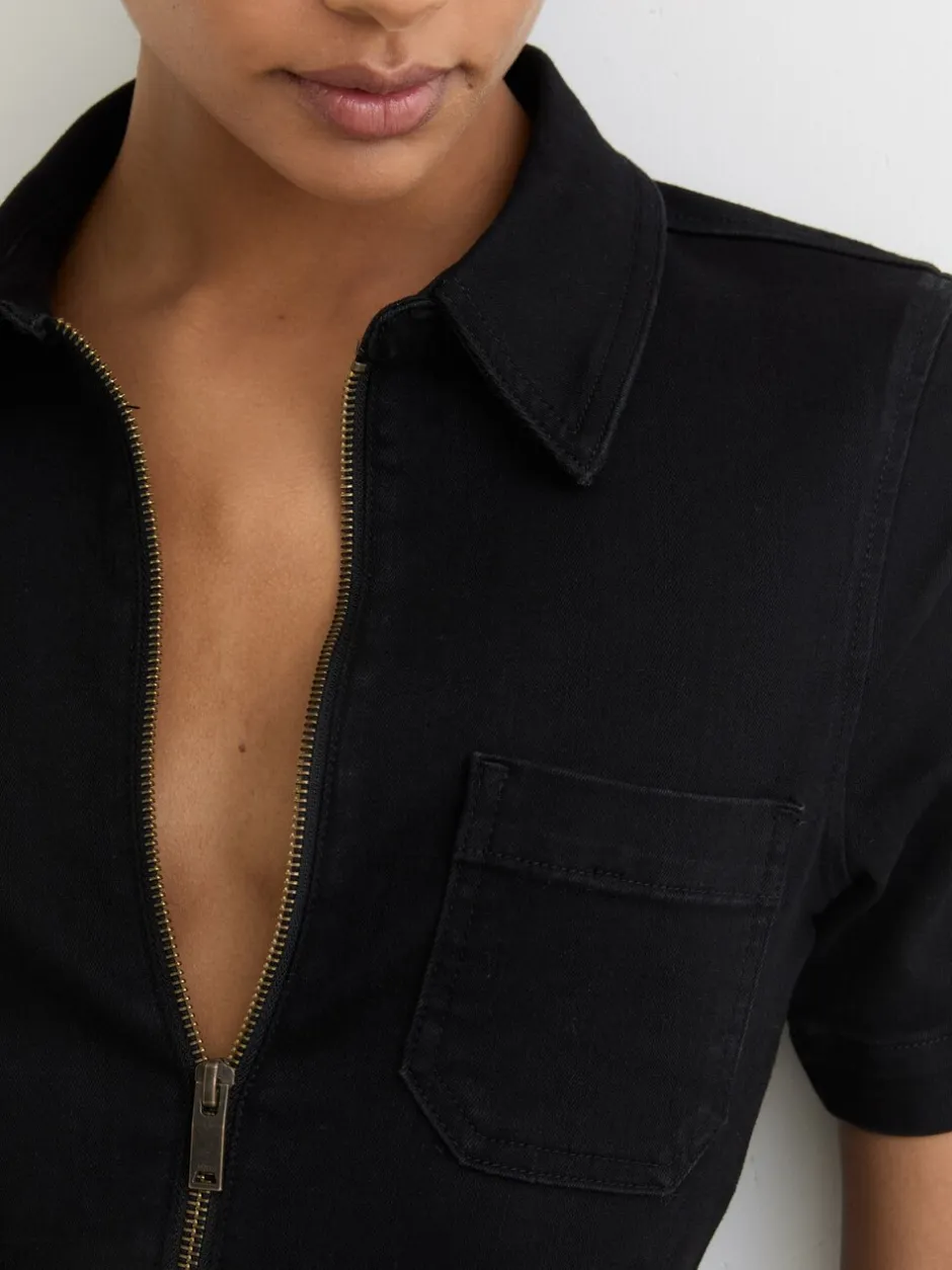 Jumpsuits En Playsuits*Reiss Danie Wide-Leg Zip-Through Denim Jumpsuit