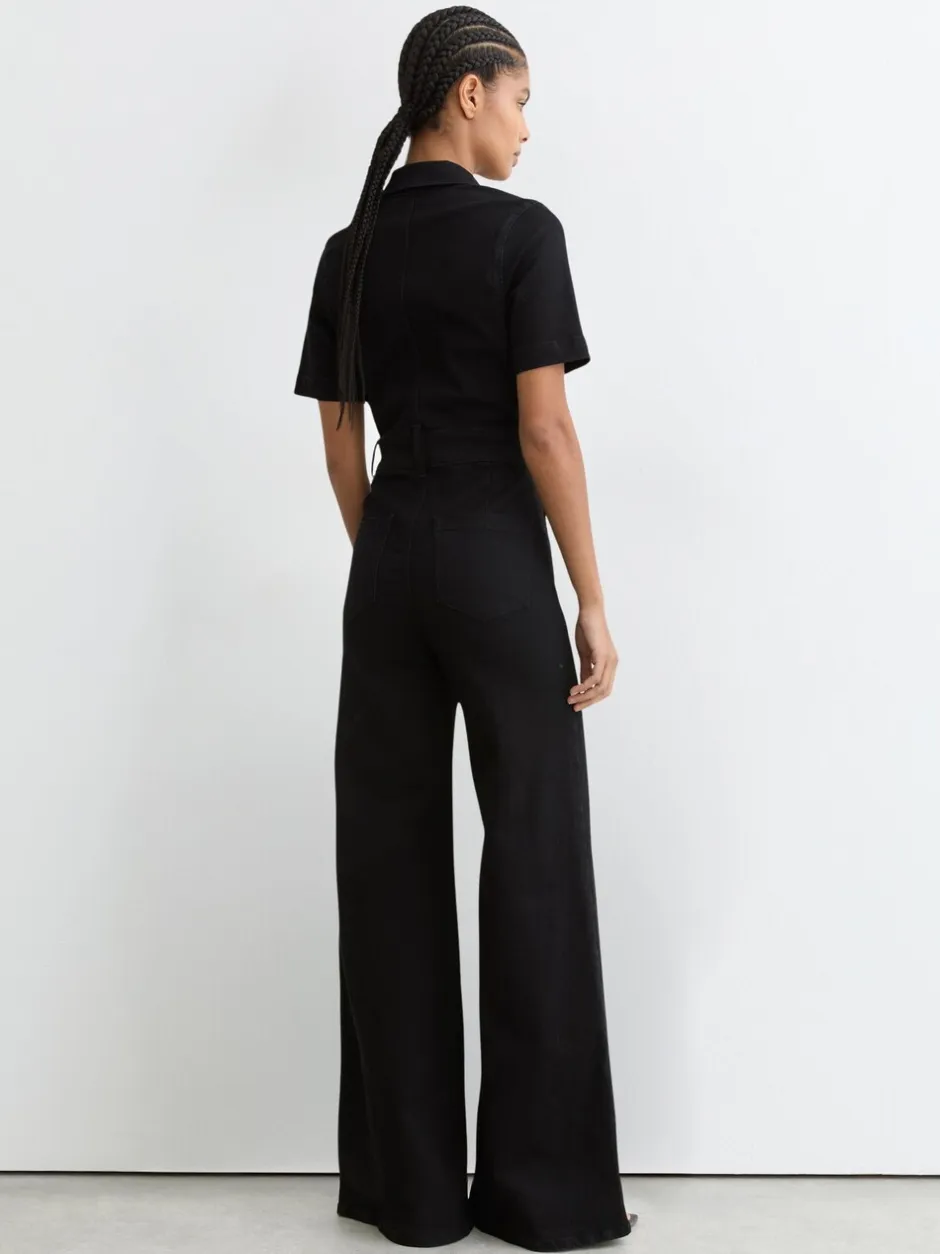 Jumpsuits En Playsuits*Reiss Danie Wide-Leg Zip-Through Denim Jumpsuit