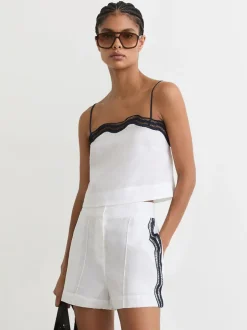 Shorts|Reiss Felicity Linen Scallop-Trim Shorts