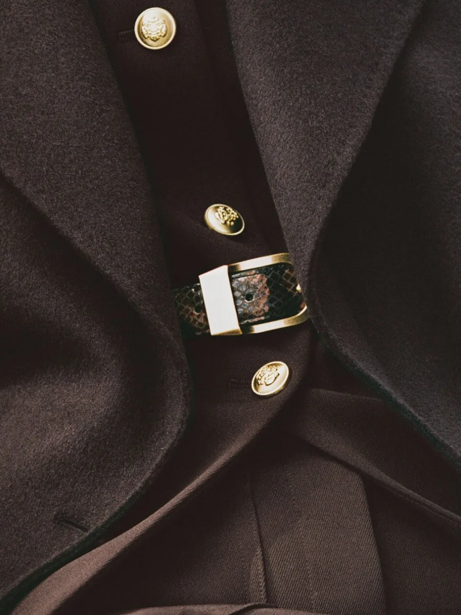 Ceintuurs|Reiss Hazel Leren Riem met Gebogen Gesp