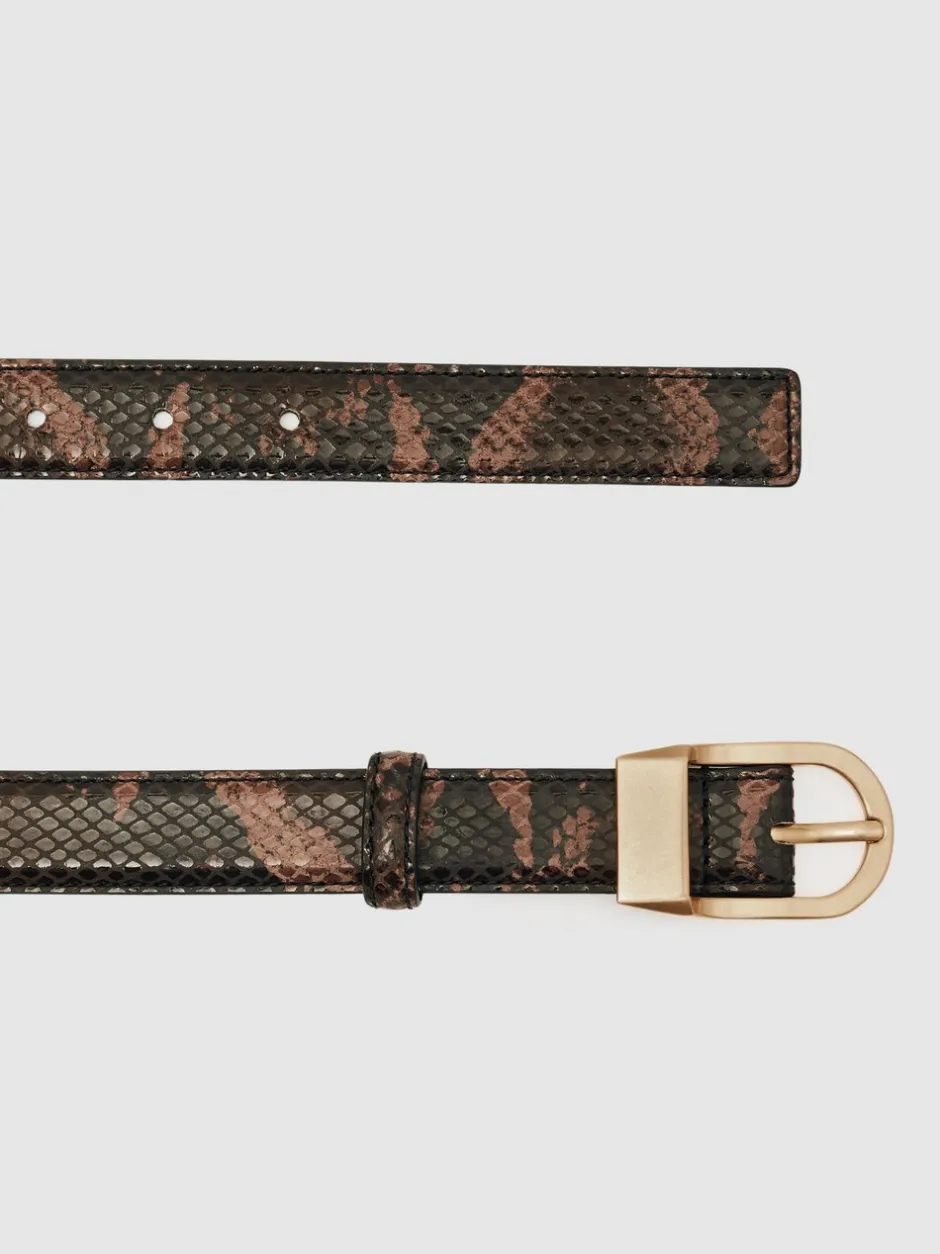 Ceintuurs|Reiss Hazel Leren Riem met Gebogen Gesp