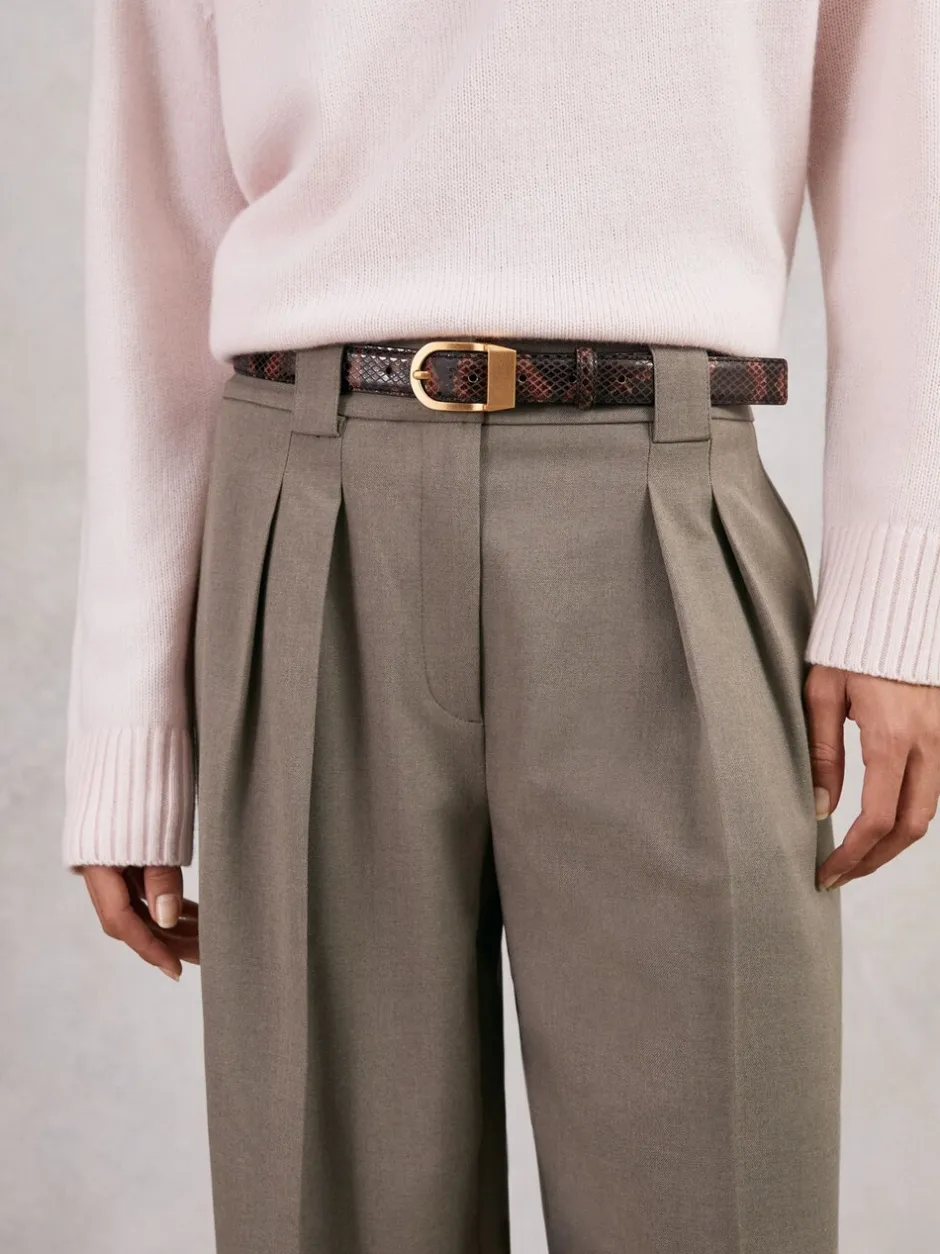 Ceintuurs|Reiss Hazel Leren Riem met Gebogen Gesp