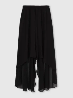 Shorts|Reiss Lucie doorschijnende high-low short met bovenlaag