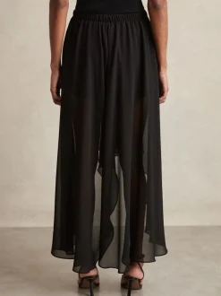 Shorts|Reiss Lucie doorschijnende high-low short met bovenlaag