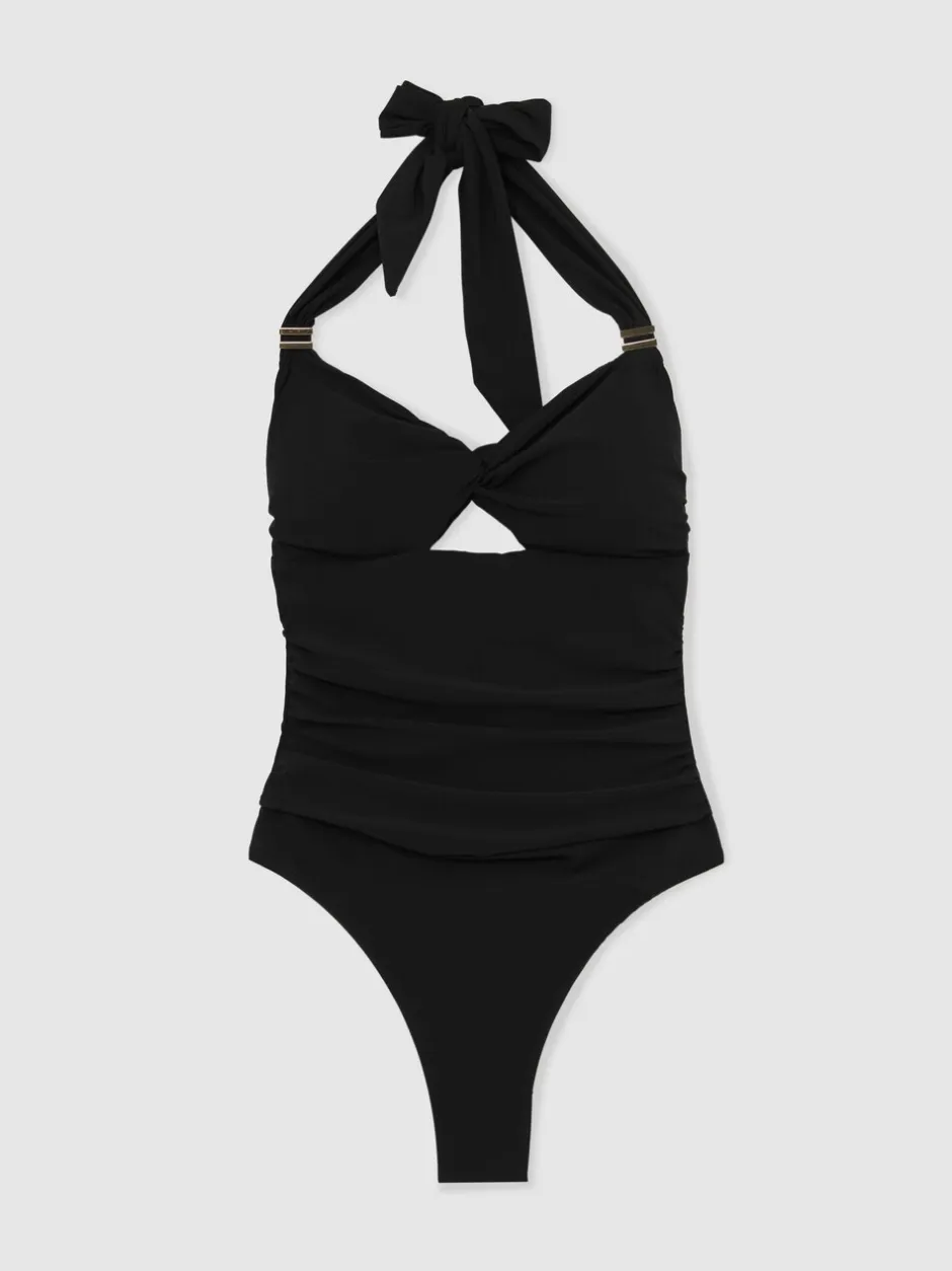 Badkleding*Reiss Marta Cut-Out Halter-Neck Swimsuit